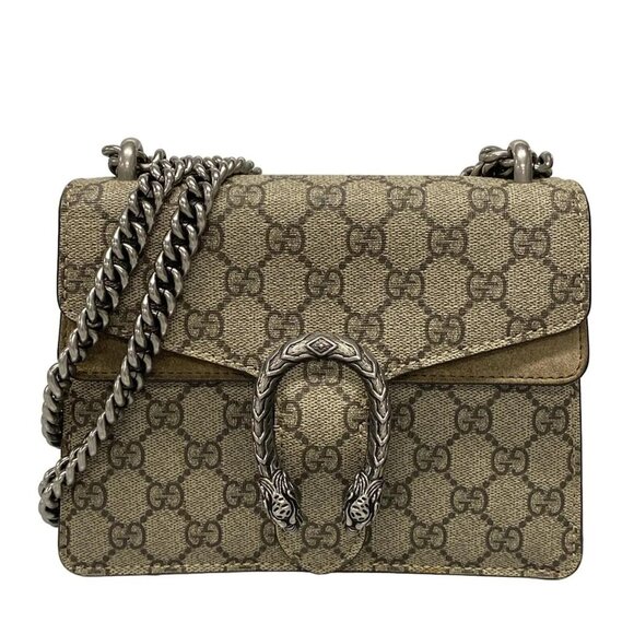Auth GUCCI Dionysus GG Supreme Mini Bag 421970 Beige Brown PVC Suede - Picture 1 of 16